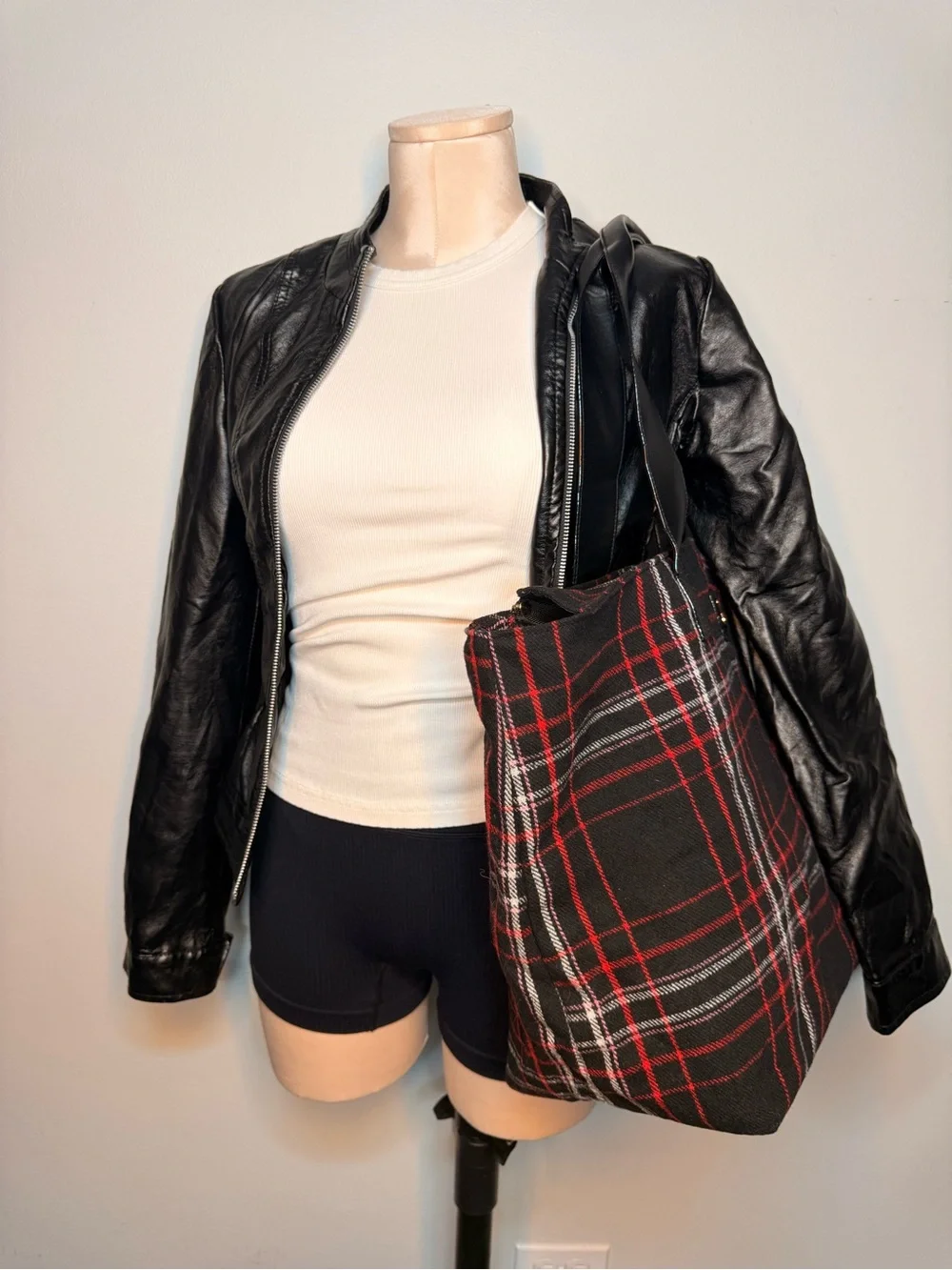 Victoria’s Secret Tote Bag Black, Red, & White Plaid